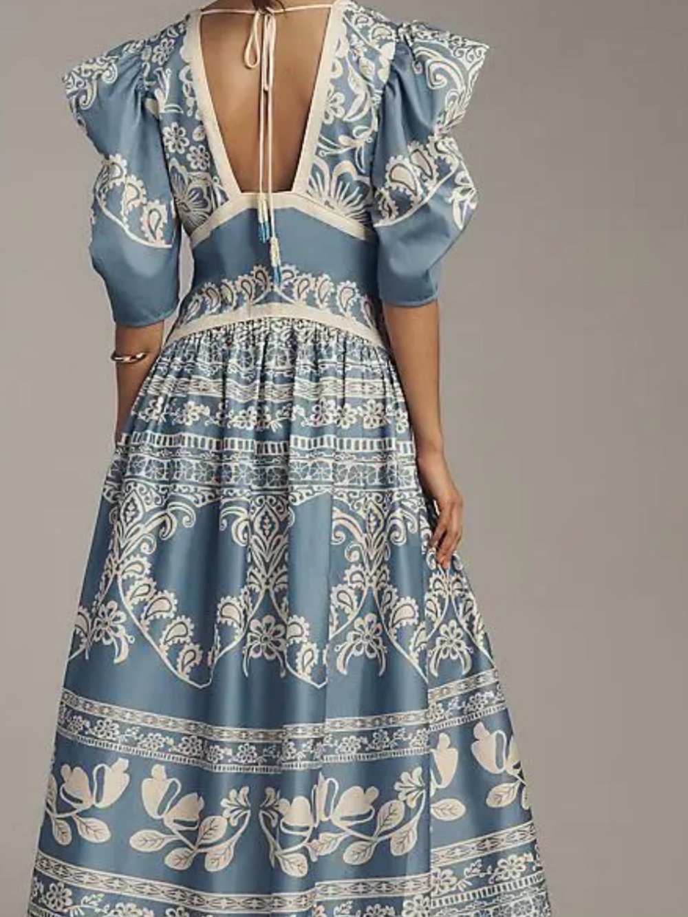 Farm rio Blue & White Floral V-Neck Maxi Dress XL - Picture 3 of 3